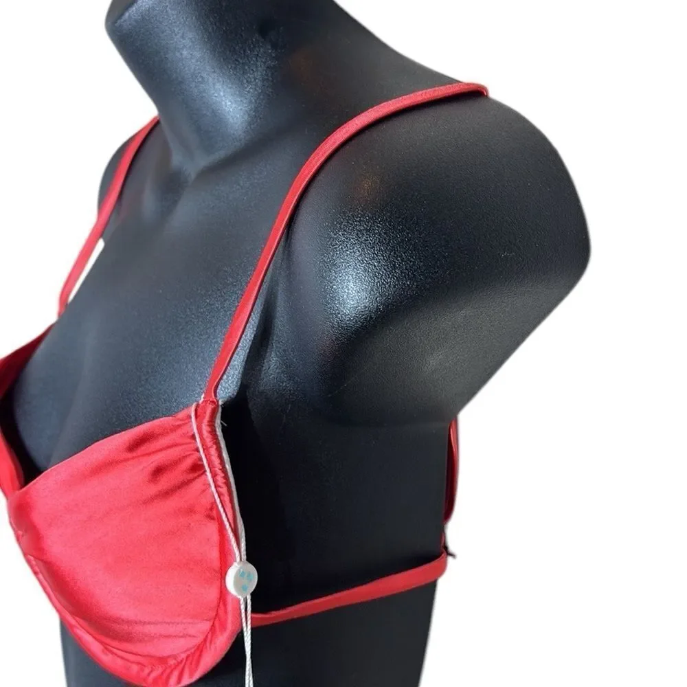 Frankie’s bikinis women’s small Maggie satin underwire bikini top grenadine new